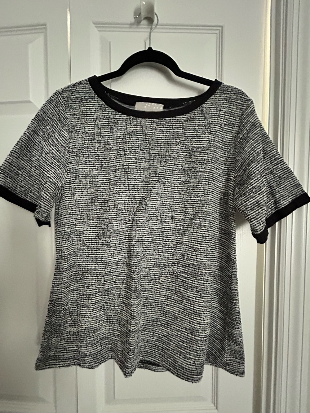 Banana Republic Black and White Short-Sleeve Knit Top